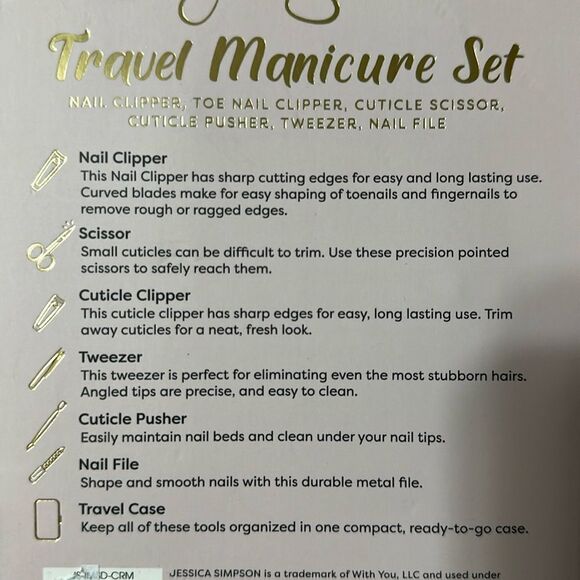 Jessica Simpson Pink Silver Ultimate 7 Piece Manicure Pedi Set Travel Case Incl - Picture 7 of 7